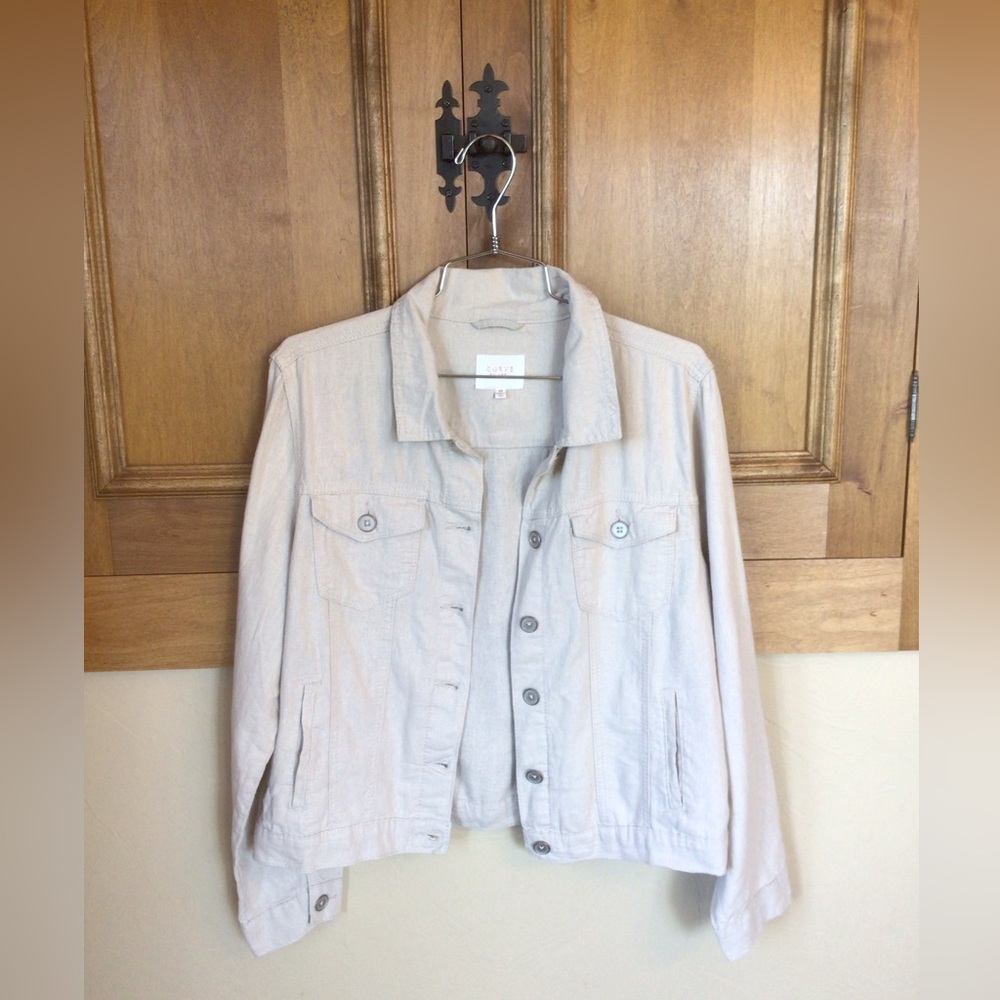 Curve Appeal M linen/ rayon classic button up jacket
